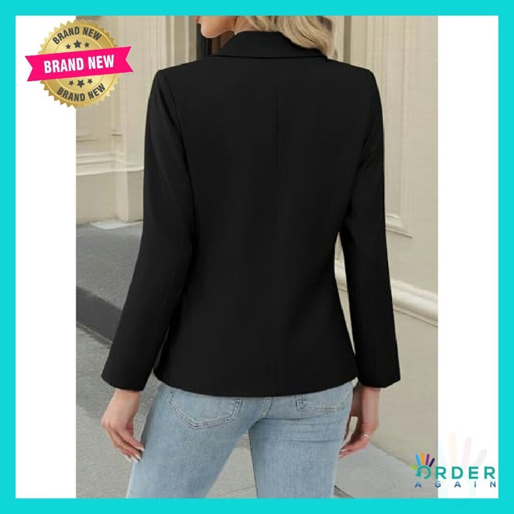 Long Sleeve Blazer Slim Fit Business Casual Office Jacket with Pockets - Picture 3 of 8